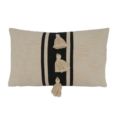 Saro Lifestyle Striped Tassel Throw Pillow With Down Filling