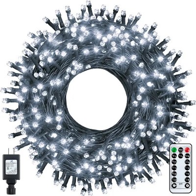 Ollny 400 LED Cool White Christmas Lights (Green Cable, Plug in, 8 Modes, IP44 Waterproof)