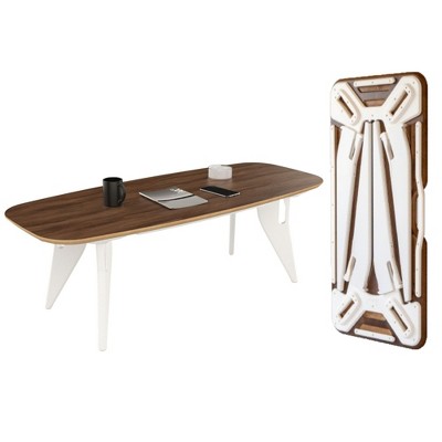 Hoek Long Coffee Table, 47.5" x 20", Rectangle Space-Saving & Portable Design, No-Tool One-Click Assembly with Wall Hanging Cleat