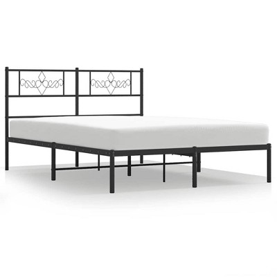vidaXL Bed Frame Black Steel Full Bed Frame Rectangular - 53.1" x 74.8" Black with headboard
