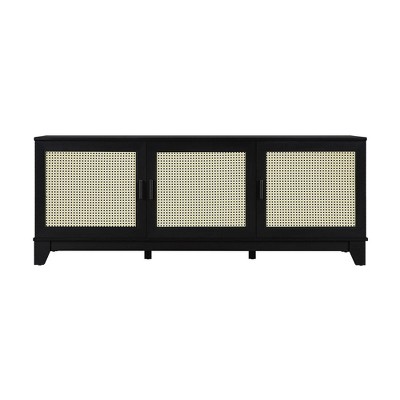 Sheridan Modern 6 Shelf Cane TV Stand for TVs up to 55" - Manhattan Comfort