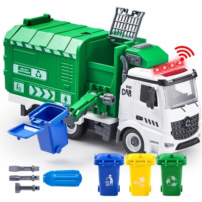DIY Garbage Truck Toy for Toddlers - Friction Powered Trash Truck Toys with Lights, Sounds & Tools, Christmas Birthday Gift for Boys Girls Ages 1-5