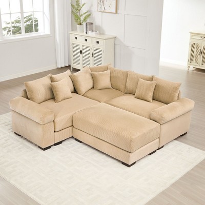 Oversized Cloud Modular Sectional Couch,Convertible Sectional Couches Deep Seat Extra-Wide Armrests