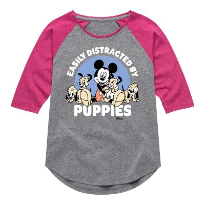 Girls' - Disney - Mickey Mouse Shirt Tail Raglan Graphic T-shirt