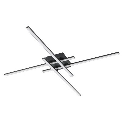 4-Light Lapiz Integrated LED Diffuser Ceiling Light Structured Black Finish - EGLO: Modern Adjustable Fixture