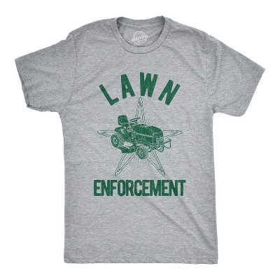 Mens Lawn Enforcement T Shirt Funny Lawnmower Police Cop Tee - Crazy Dog Men's T Shirt Gift for Dad