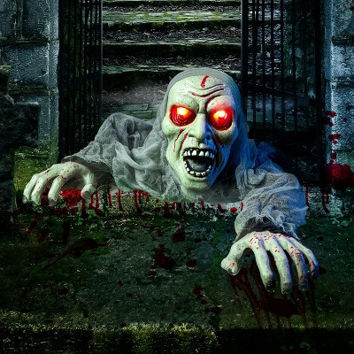 Joyfy Groundbreaking Zombie Halloween Décor, Halloween Climbing Zombie Sound and Flashing Eyes, Yard Garden Party Decorations for Outdoor Indoor