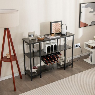 MOEPISY Industrial Wine Rack with Storage Shelves Gray