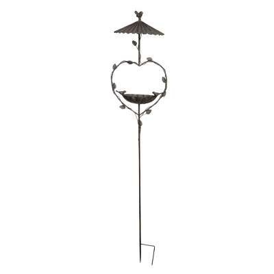 Transpac Large Metal Umbrella Birdfeeder Garden Stake Decorative Home Accent for Spring Outdoor Decor