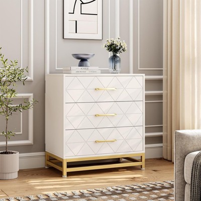 3-Drawer Wooden Dresser for Bedroom - Compact Chest of Drawers & Nightstand,Storage Organizer White