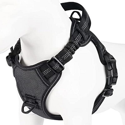 rabbitgoo Dog Harness for Medium Dogs No Pull, Upgrade Escape, Unique Bungee, Durable Nylon Surface, Comfy Soft Safe Control Handle & Reflective