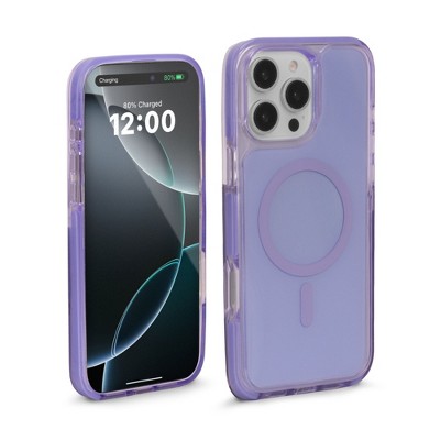 iHome Premium iPhone 16 Pro Case, MagSafe Compatible, Drop Protection with Shock-Absorbing Bumpers, Lavender