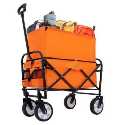 FATMOON Foldable Wagon Cart with All-Terrain Wheels, 225 lbs Capacity – for Beach, Camping, Shopping, Gardening | for Families & Outdoor