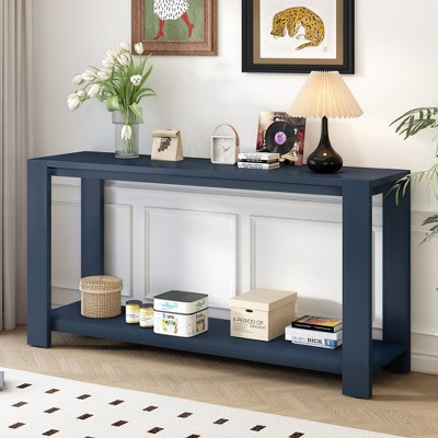 CAVINAS Minimalist Console Table with Bottom Shelf,Entryway Table with Four Legs,Console Table for Living Room