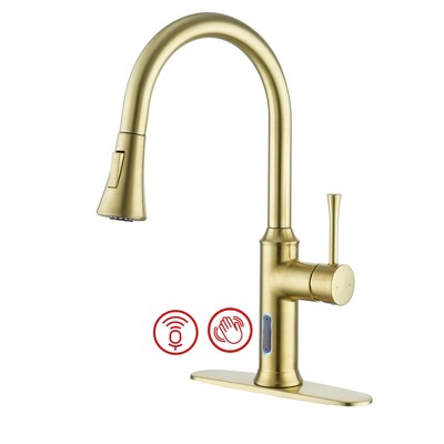 CASAINC Single Handle Brushed Nickel 16.8 in. H Pull Down Sprayer Kitchen Faucet with Infrared Sensor and Smart Voice Control