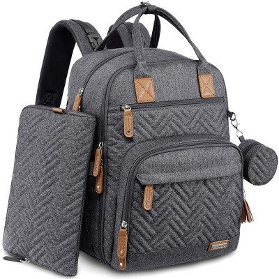 Iniuniu Large Diaper Backpack, Unisex 4-in-1  Baby Bag with Pouch, Changing Pad, Pacifier Case & Straps,