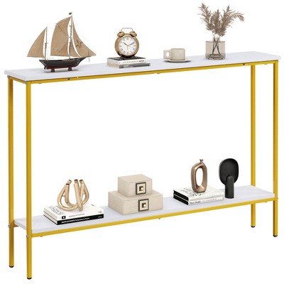 Tangkula 44" Narrow Entryway Table Console Table w/ Shelf & Dual Anti-Tipping Kits White