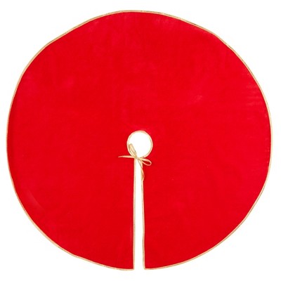 Juvale Red Christmas Tree Skirt, Plain Tree Skirt with Gold Trim for Holiday Decor, Round Tree Mat Base Cover, 42 Inches