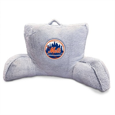 MLB New York Mets Faux Fur Logo Backrest Support Pillow