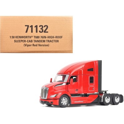 Kenworth T680 76" High Roof Sleeper Cab Truck Tractor Viper Red "Transport Series" 1/50 Diecast Model by Diecast Masters
