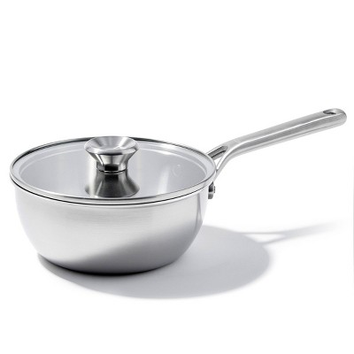 OXO Mira 3.57qt Tri-Ply Stainless Steel Multi Clad Chef's Pan with Lid: Ceramic Nonstick, Dishwasher-Safe, Induction Compatible