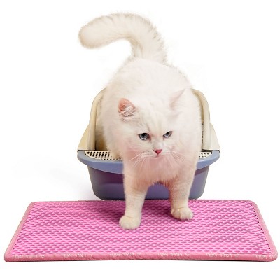 SEVOBAL Litter Box Mat with Double Layers Urine-Proof Non-Slip Litter Trapping Mat Easy Clean Kitty Litter Scatter Control, Pink, 54"*36"*1.5"