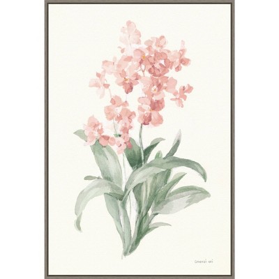 23" x 33" Spring Orchid I by Danhui Nai Framed Canvas Wall Art Print - Amanti Art: Hand-Stretched, Modern Decor, Polystyrene Frame