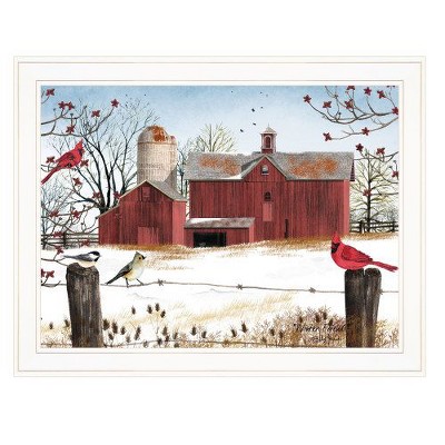 PAGED Modern Framed Wall Art for Living Room, Boho Wall Decor– "Winter Friends" by Billy Jacobs, Hang Framed Print, Bathroom Wall Decor