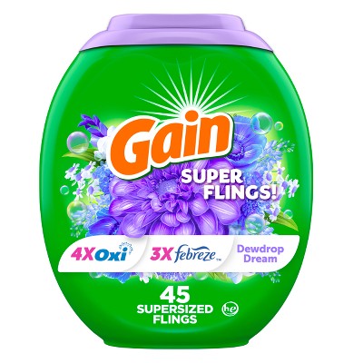 Gain Flings Dewdrop Dream HE Compatible Relax Laundry Detergent Soap Pacs