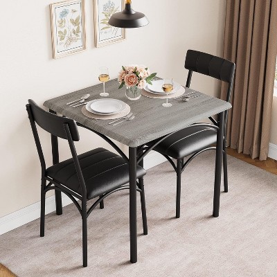 Jojoka Dining Table Set for 2 with 2 Upholstered Chairs, 3 Piece Dining Table Set for Kitchen, Small Space, Apartment