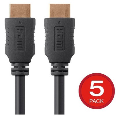 Monoprice HDMI Cable - 4 Feet - Black (5-Pack) High Speed, 4K@60Hz, HDR, 18Gbps, YCbCr 4:4:4, 28AWG, Compatible with UHD TV and More - Select Series