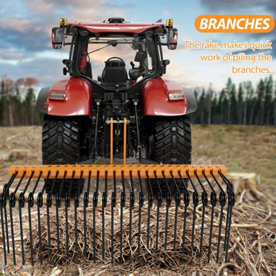 3 Point Tractor Rake, Pine Straw Needle Rake for Cat0, Cat1, Tow Behind Attachment for Grass,Garden, ATV, Dethatcher Tool with Spring Steel Tines