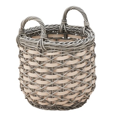 SEVOBAL Laundry Bags and Baskets Round Woven Basket Durable and Lightweight Design with Handles for Organizing Towels, Toys, Brown, 18"*3.5"*15.7"