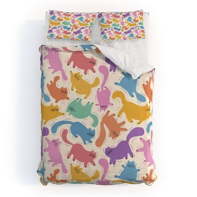 Deny Designs Showmemars Rainbow Cats Kids' Duvet and Sham Set