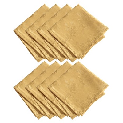Elrene Elegant Woven Leaves Jacquard Damask Napkin, Set of 8 - Elrene Home Fashions