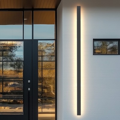 DORESshop Outdoor Wall Light 45W Waterproof IP65 with Built-in LED, Warm White 3000K, Sable Black, for Corridors, Gardens, and Entryways, 59in Long