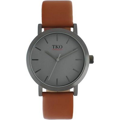 TKO Orlogi Men's Minimalist Miller Modern Traveler Watch with Genuine Leather Band
