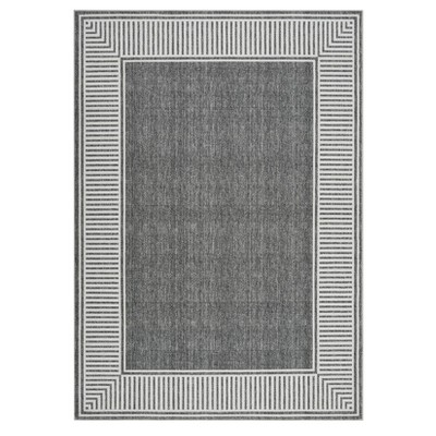 Washable Modern Bordered Rug Non Slip Low Pile Rug Soft Throw Floor Cover Foldable Indoor Carpet for Living Room Bedroom Playroom Nursery