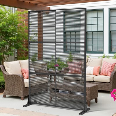 Wooakway 72 Inch Black 3 Panel Woven Room Divider Patio Decorative Screen Freestanding Privacy Trellis