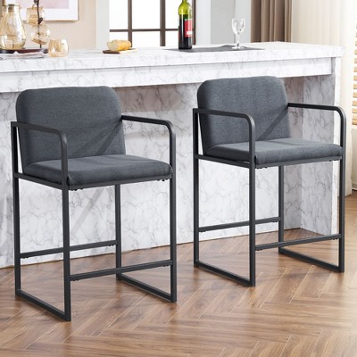NicBex 24" Barstools Set of 2 with Arms,Stool Chair with Metal Frame,Island Chairs with Padded Seat,Counter Height Bar Stools for Kitchen,Bar
