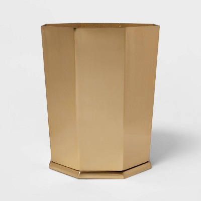 Bathroom Wastebasket Gold - Threshold™: Steel Construction, Traditional Decor, Nonslip Base, 10.08" Height