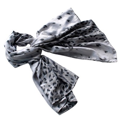 Slickblue Silver Leopard Design Silk Scarf, Lightweight & Soft, Elegant Women's Shawl – Perfect Gift, Two Sizes