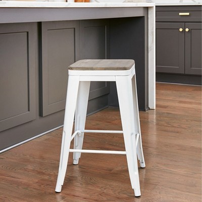 Metal and Wood Counter Stool - Bar Stool Black