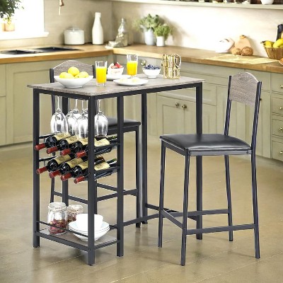 Bar Stools Set of , Upholstered Barstools with Metal Legs, Footrest & Backrest, PU Seat, Kitchen Height Chairs