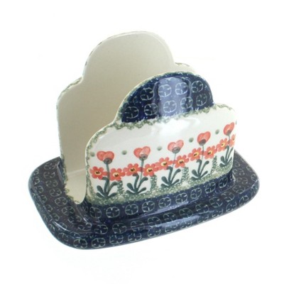 Blue Rose Polish Pottery 487 Ceramika Artystyczna Napkin Holder