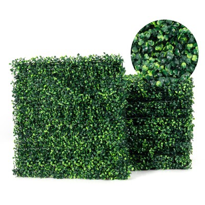 Costway 12 PCS 20”X20” Artificial Boxwood Panels Hedge Plant Privacy Fence Decor