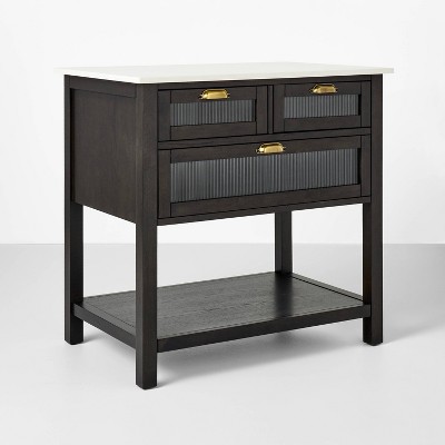 36" Reeded Glass & Wood Kitchen Island - Hearth & Hand™ with Magnolia