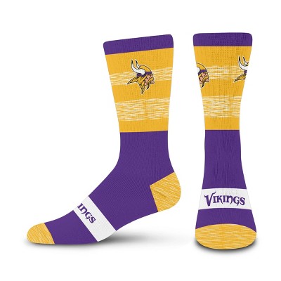 NFL Minnesota Vikings Mixer Crew Socks - Large: Cushioned Heel & Toe, Knit Fabric