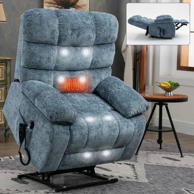 Oversized Power Lift Recliner Chair with Heat & Massage, Dual Motor, Infinite Positions, Heavy Duty Chenille Electric Recliner for Elderly