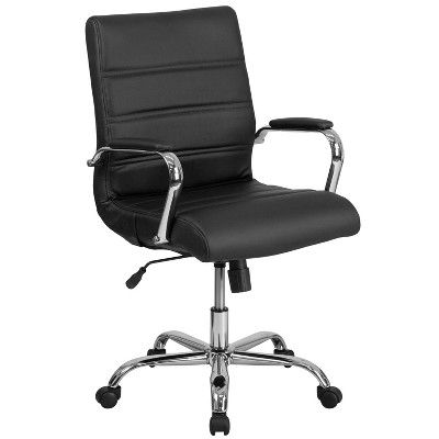 Emma and Oliver Mid-Back Executive Swivel Office Chair with Metal Frame and Arms